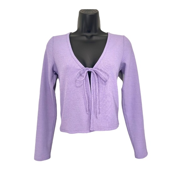 DIVIDED, H&M+ Ribbed Light Purple Cardigan Size Small - Picture 2 of 6
